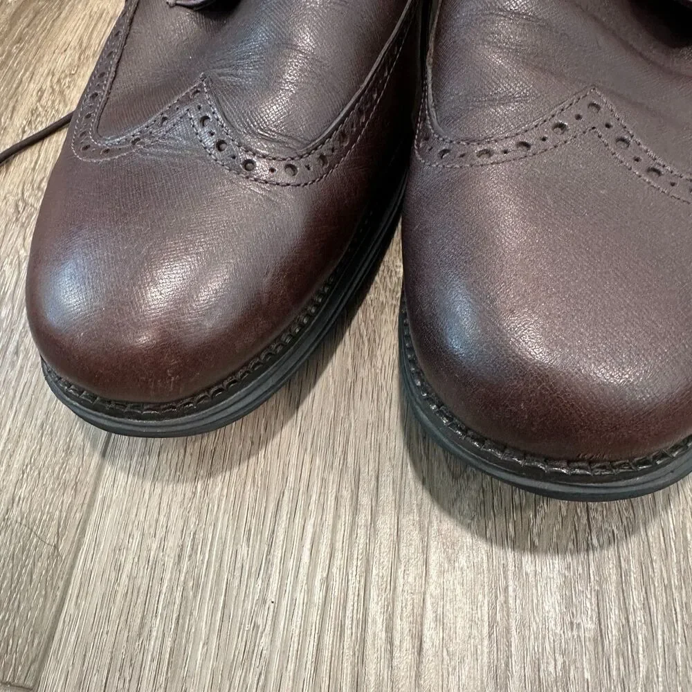 Brown Leather Brogue Wingtip Oxfords Cushioned Dress Sneaker Shoes Mens 16W